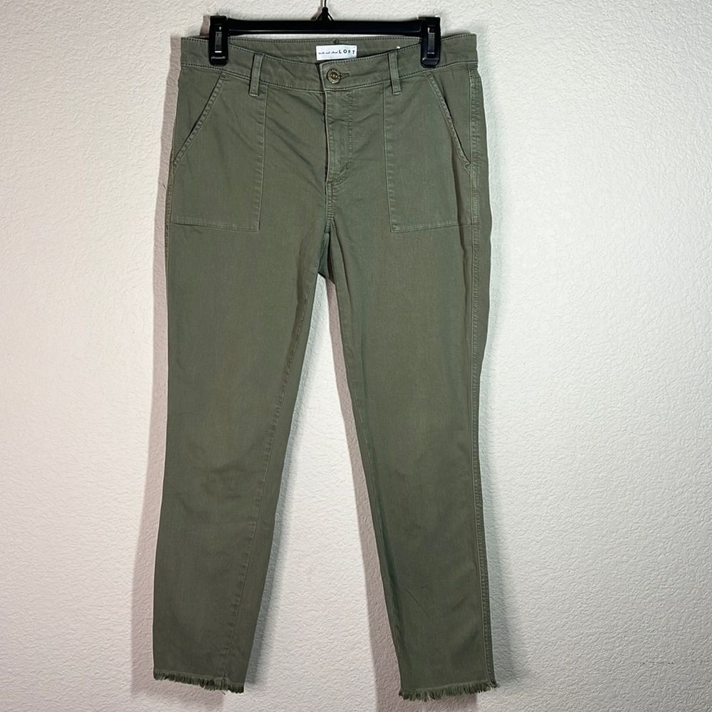 LOFT Army Green Fringe Ankle Curvy Skinny Jeans‎ Women's Size 27/4